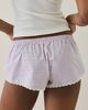 Out From Under Out From Under Checked Out Lace Trim Cotton Boxer Micro Shorts in Pink Check, Women's at Urban Outfitters - 5