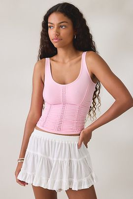 Out From Under Out From Under College Sweetheart Ruched Seamless Knit Tank Top in White, Women's at Urban Outfitters