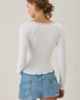 Out From Under Out From Under Diana Plunging Lace Trim Long Sleeve Top in White, Women's at Urban Outfitters - 2
