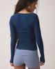 Out From Under Out From Under Diana Ribbed Picot Trim Long Sleeve Henley Top in Blue, Women's at Urban Outfitters - 3