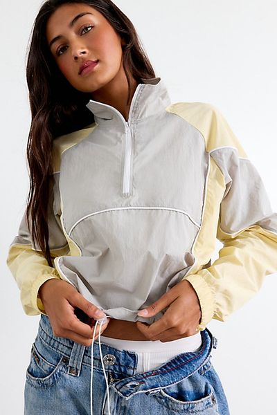 Out From Under Out From Under Josephine Colorblock Windbreaker Quarter-Zip Pullover Jacket in Yellow, Women's at Urban Outfitters