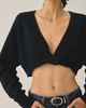 Out From Under Out From Under Julia Twist Plunging V-Neck Cropped Sweater in Grey, Women's at Urban Outfitters - 1