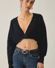 Out From Under Out From Under Julia Twist Plunging V-Neck Cropped Sweater in Grey, Women's at Urban Outfitters - 2
