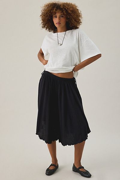Out From Under Out From Under Pure Intentions Cotton Wide Leg Cropped Pants in White, Women's at Urban Outfitters