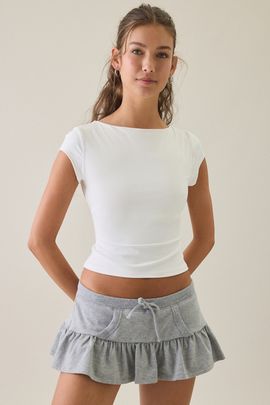 Out From Under Out From Under Saturday Sculpt Open-Back Tee in White, Women's at Urban Outfitters