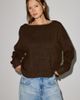 Out From Under Out From Under So Soft Oversized Off-The-Shoulder Sweater in Chocolate, Women's at Urban Outfitters - 1