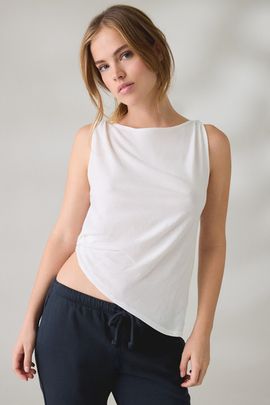 Out From Under Out From Under Stormy Asymmetric Twisted Boatneck Tank Top in White, Women's at Urban Outfitters