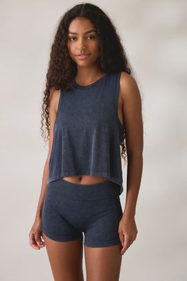 Out From Under Out From Under Tara Cropped Racerback Tank Top in Black, Women's at Urban Outfitters