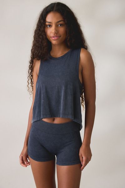 Out From Under Out From Under Tara Cropped Racerback Tank Top in Black, Women's at Urban Outfitters
