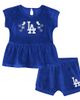 Outerstuff Girls Toddler Outerstuff Royal Los Angeles Dodgers Hop Base Fashion T-Shirt & Shorts Set  - 1