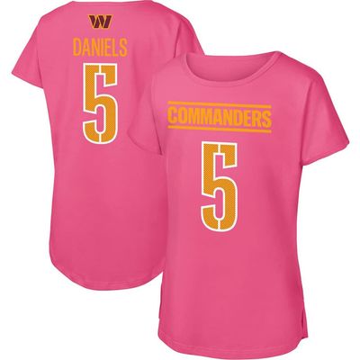 Outerstuff Girls Youth Outerstuff Jayden Daniels Pink Washington Commanders Player Name & Number T-Shirt 