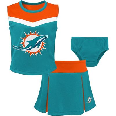 Outerstuff Outerstuff Girls Preschool Aqua Miami Dolphins Spirit Cheerleader Two-Piece Set with Bloomers 
