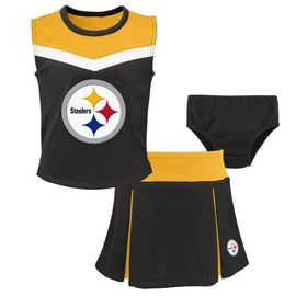 Outerstuff Outerstuff Girls Preschool Black Pittsburgh Steelers Spirit Cheer Two-Piece Cheerleader Set with Bloomers 