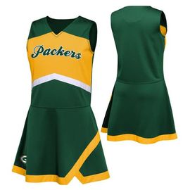 Outerstuff Outerstuff Girls Preschool Green Green Bay Packers Two-Piece Cheer Captain Jumper Dress with Bloomers Set 