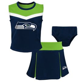Outerstuff Outerstuff Girls Preschool Navy Seattle Seahawks Spirit Cheerleader Two-Piece Set with Bloomers 