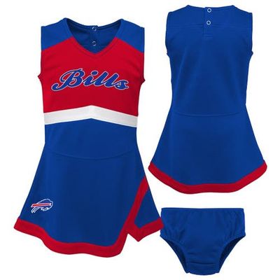 Outerstuff Outerstuff Girls Preschool Royal Buffalo Bills Two-Piece Cheer Captain Jumper Dress with Bloomers Set 