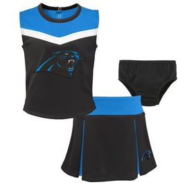 Outerstuff Outerstuff Girls Toddler Black Carolina Panthers Spirit Cheer Two-Piece Cheerleader Set with Bloomers 