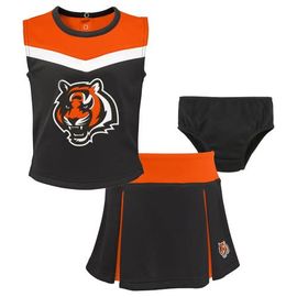 Outerstuff Outerstuff Girls Toddler Black Cincinnati Bengals Spirit Cheer Two-Piece Cheerleader Set with Bloomers 