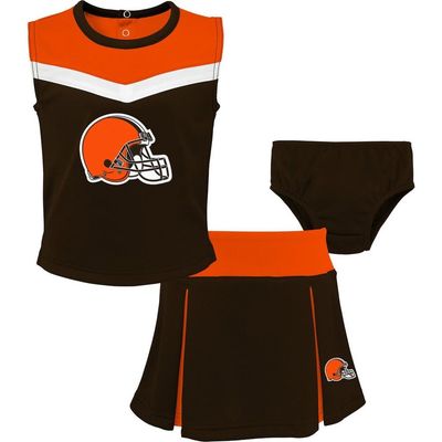 Outerstuff Outerstuff Girls Toddler Brown Cleveland Browns Spirit Cheer Three-Piece Cheerleader Set 