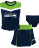 Outerstuff Outerstuff Girls Toddler Navy Seattle Seahawks Spirit Cheer Two-Piece Cheerleader Set with Bloomers  - 1