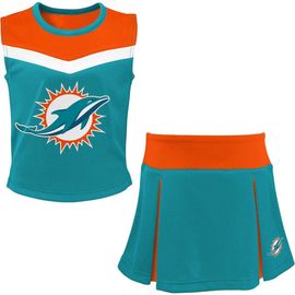 Outerstuff Outerstuff Girls Youth Aqua Miami Dolphins Spirit Two-Piece Cheerleader Set 
