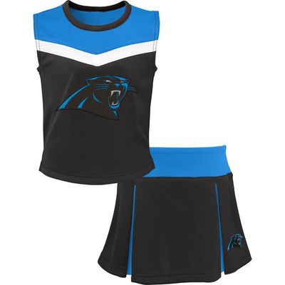 Outerstuff Outerstuff Girls Youth Black Carolina Panthers Spirit Two-Piece Cheerleader Set 