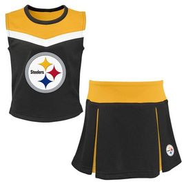 Outerstuff Outerstuff Girls Youth Black Pittsburgh Steelers Spirit Two-Piece Cheerleader Set 