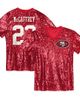 Outerstuff Outerstuff Girls Youth Christian McCaffrey Scarlet San Francisco 49ers Sequin V-Neck Fashion Jersey  - 1