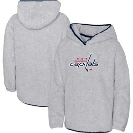 Outerstuff Outerstuff Girls Youth Heather Gray Washington Capitals Ultimate Teddy Fleece Pullover Hoodie 