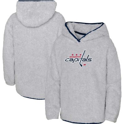 Outerstuff Outerstuff Girls Youth Heather Gray Washington Capitals Ultimate Teddy Fleece Pullover Hoodie 
