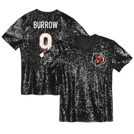 Outerstuff Outerstuff Girls Youth Joe Burrow Black Cincinnati Bengals Sequin V-Neck Fashion Jersey 
