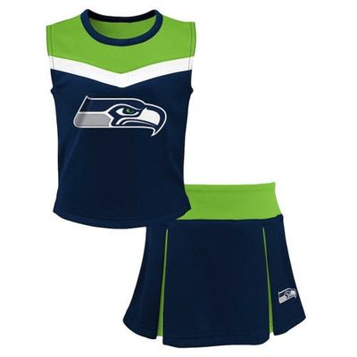 Outerstuff Outerstuff Girls Youth Navy Seattle Seahawks Spirit Two-Piece Cheerleader Set 