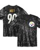 Outerstuff Outerstuff Girls Youth T.J. Watt Black Pittsburgh Steelers Sequin V-Neck Fashion Jersey  - 1
