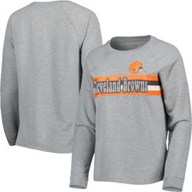 Outerstuff Outerstuff Juniors Heathered Gray Cleveland Browns All Striped Up Raglan Long Sleeve T-Shirt