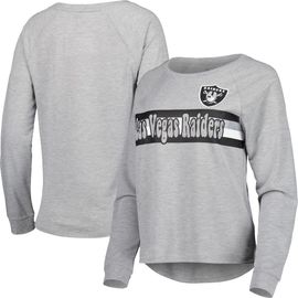 Outerstuff Outerstuff Juniors Heathered Gray Las Vegas Raiders All Striped Up Raglan Long Sleeve T-Shirt