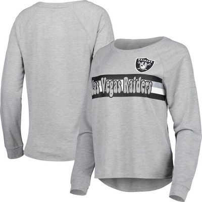 Outerstuff Outerstuff Juniors Heathered Gray Las Vegas Raiders All Striped Up Raglan Long Sleeve T-Shirt