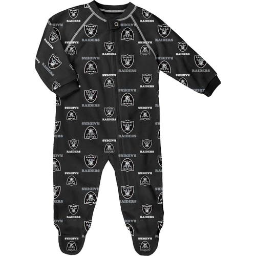 Outerstuff Outerstuff Newborn Black Las Vegas Raiders Allover Print Raglan Full-Zip Jumper 