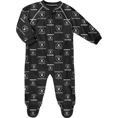 Outerstuff Outerstuff Newborn Black Las Vegas Raiders Allover Print Raglan Full-Zip Jumper 