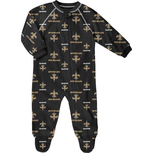 Outerstuff Outerstuff Newborn Black New Orleans Saints Allover Print Raglan Full-Zip Jumper 