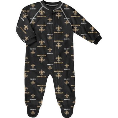 Outerstuff Outerstuff Newborn Black New Orleans Saints Allover Print Raglan Full-Zip Jumper 