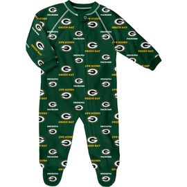 Outerstuff Outerstuff Newborn Green Green Bay Packers Allover Print Raglan Full-Zip Jumper 