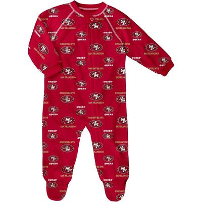 Outerstuff Outerstuff Newborn Scarlet San Francisco 49ers Allover Print Raglan Full-Zip Jumper 