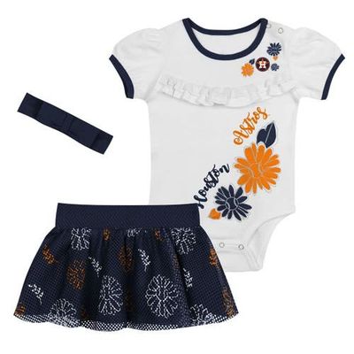 Outerstuff Outerstuff Newborn White/Navy Houston Astros Sweet Catcher 3-Piece Bodysuit, Headband and Skirt Set 