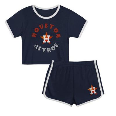 Outerstuff Outerstuff Toddler Navy Houston Astros Double Run T-Shirt & Shorts Set 
