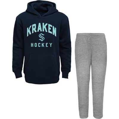 Outerstuff Outerstuff Toddler Navy/Heather Gray Seattle Kraken Play by Play Pullover Hoodie & Pants Set 