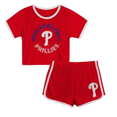Outerstuff Outerstuff Toddler Red Philadelphia Phillies Double Run T-Shirt & Shorts Set 