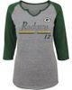 Outerstuff Outerstuff Women's Juniors Aaron Rodgers Heathered Gray/Green Green Bay Packers Over the Line Player Name & Number Tri-Blend 3/4-Sleeve V-Notch - 1