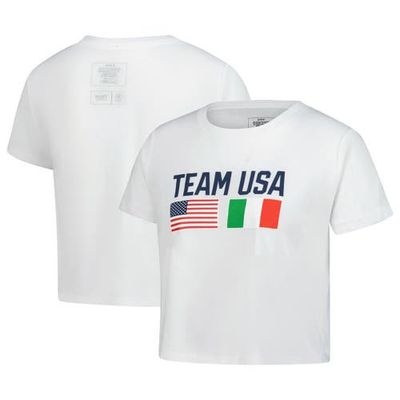Outerstuff Outerstuff Women's White Team USA Country Flags Loose Cropped T-Shirt 