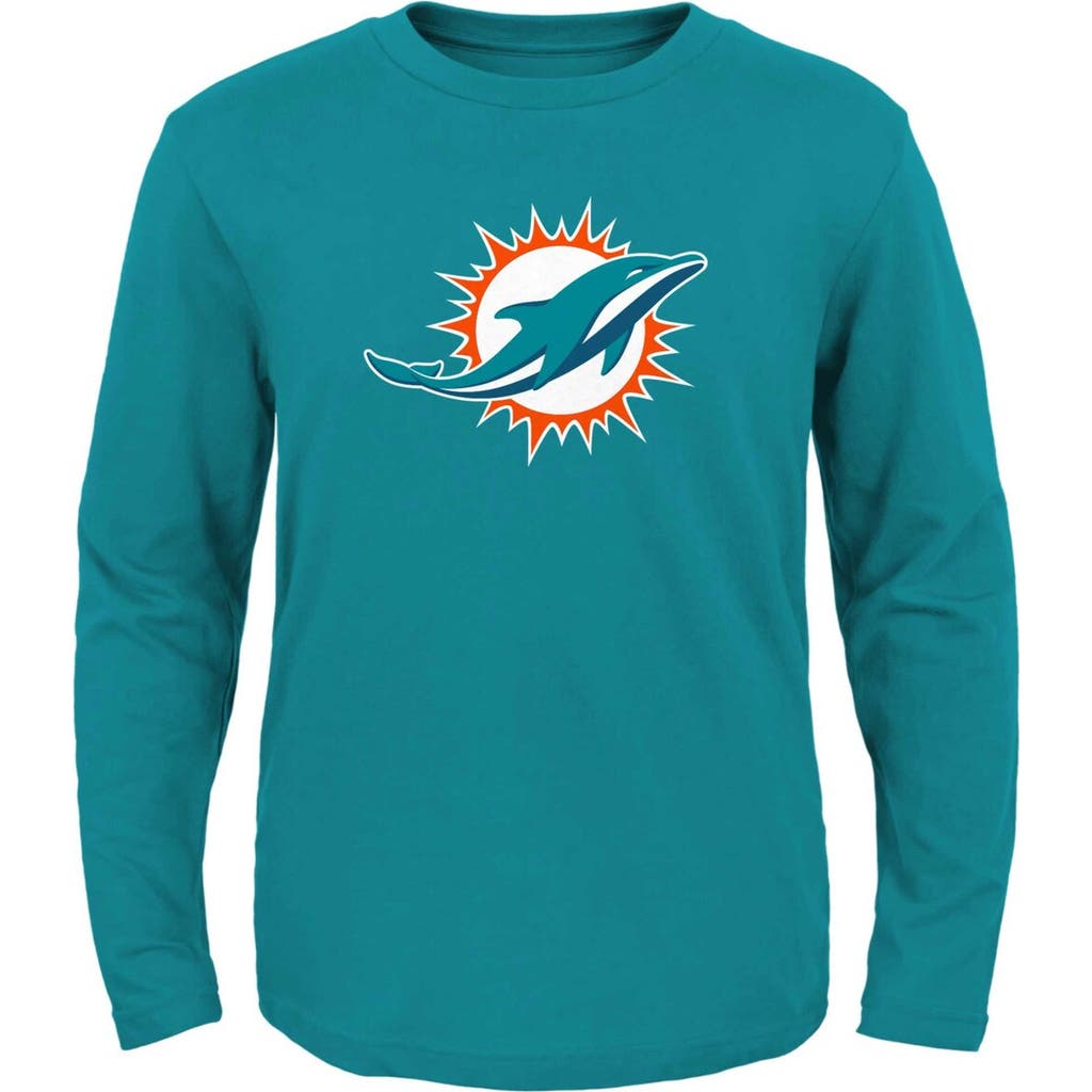 Outerstuff Outerstuff Youth Aqua Miami Dolphins Primary Logo Long Sleeve T-Shirt 