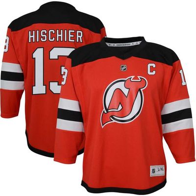 Outerstuff Outerstuff Youth Nico Hischier Red New Jersey Devils Captain Patch Home Replica Player Jersey 